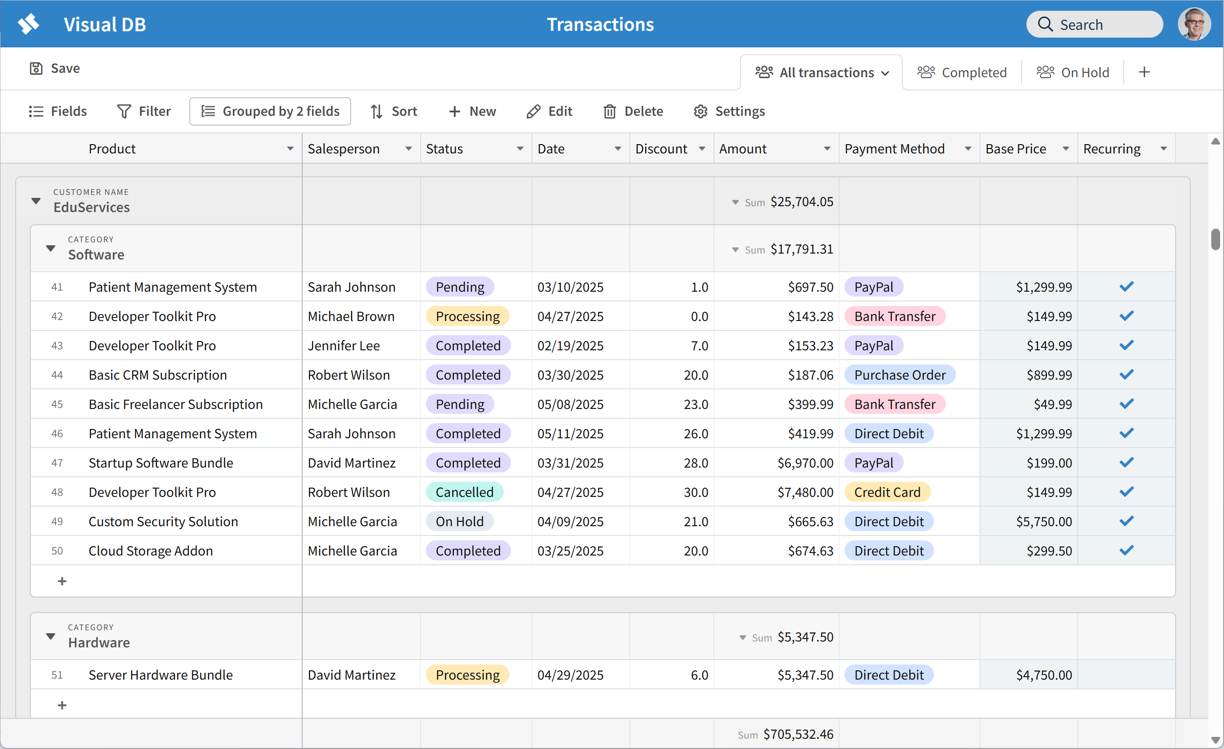 screenshot of Visual DB